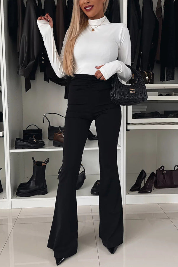 Hip-lift And Belly Shaping High Waist Flared Pants Trousers For Women - Zewss
