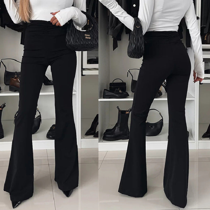 Hip-lift And Belly Shaping High Waist Flared Pants Trousers For Women - Zewss