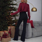 Hip-lift And Belly Shaping High Waist Flared Pants Trousers For Women - Zewss